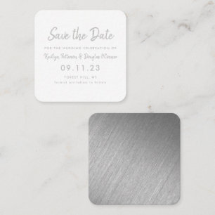 Silver Foil en Script Save the Date Kaart Vierkante Visitekaartje