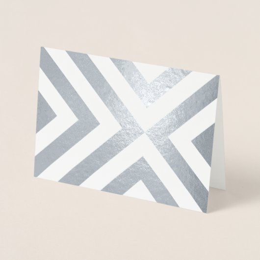 Silver Foil en White Chevrons Folie Kaarten (Voorkant)