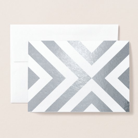 Silver Foil en White Chevrons Folie Kaarten (Voorkant met envelop)