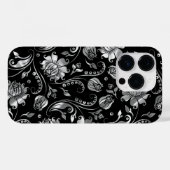 Silver Foil Floral DamasPattern Case-Mate iPhone Case (Achterkant (horizontaal))