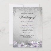 Silver Foil Floral Paarse Weddenschap Kaart (Voorkant)