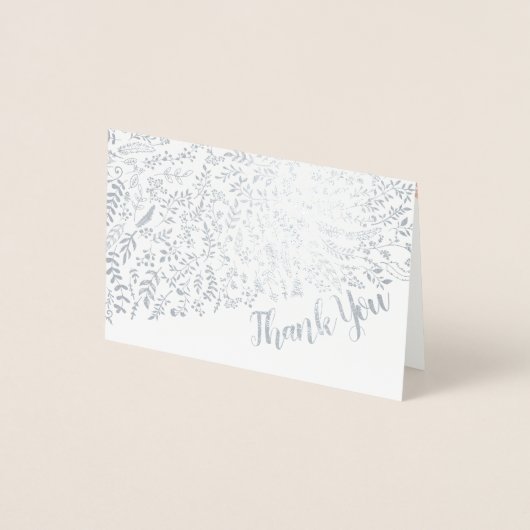 Silver Foil Floral Typografie Hartelijk dank Folie Kaarten (Voorkant)