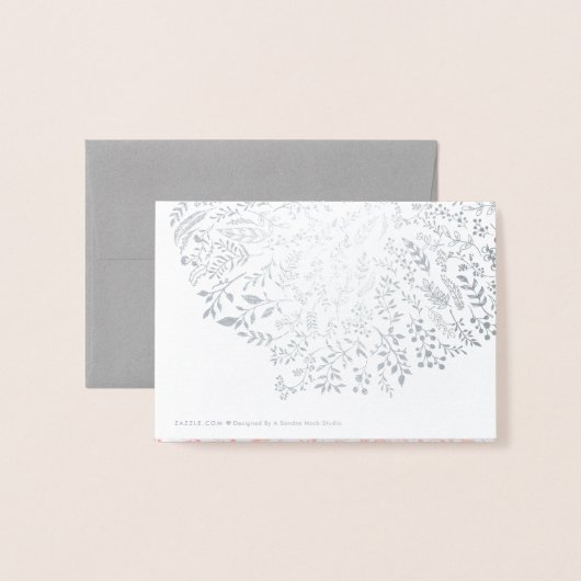 Silver Foil Floral Typografie Hartelijk dank Folie Kaarten (Met envelop)
