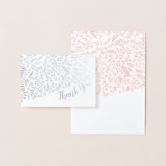 Silver Foil Floral Typografie Hartelijk dank Folie Kaarten (Display)