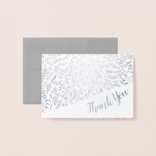Silver Foil Floral Typografie Hartelijk dank Folie Kaarten (Voorkant met envelop)