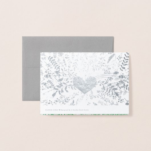 Silver Foil Floral Typografie Hartelijk dank Folie Kaarten (Met envelop)