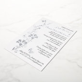 Silver Foil Flowers and Butterflies Wedding Invite Folie Uitnodiging (Gedraaid)