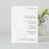 Silver Foil Flowers and Butterflies Wedding Invite Folie Uitnodiging (Staand Voorkant)