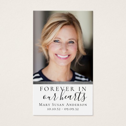 Silver Foil Forever in Our Hearts Memorial Kaart (Voorkant)