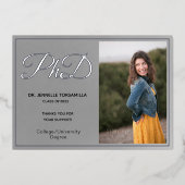 Silver Foil Foto PhD Afstuderen Hartelijk dank Folie Uitnodiging (Voorkant)