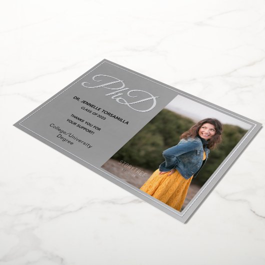 Silver Foil Foto PhD Afstuderen Hartelijk dank Folie Uitnodiging (Gedraaid)