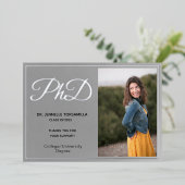 Silver Foil Foto PhD Afstuderen Hartelijk dank Folie Uitnodiging (Staand Voorkant)