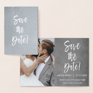 Silver Foil Foto Save the Date Card Folie Kaarten
