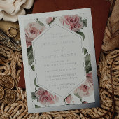 Silver Foil Frame Blush Floral Wedding Folie Uitnodiging