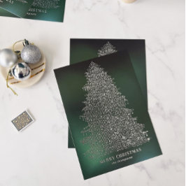 Silver Foil geïllustreerd met kerstboomkaart Folie Feestdagenkaart