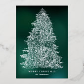 Silver Foil geïllustreerd met kerstboomkaart Folie Feestdagenkaart (Voorkant)