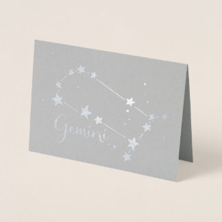Silver Foil Gemini Zodiac Constellation Folie Kaarten