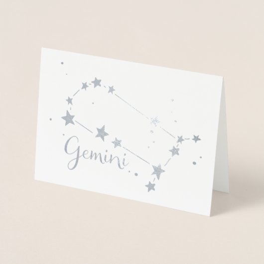Silver Foil Gemini Zodiac Constellation Folie Kaarten (Voorkant)