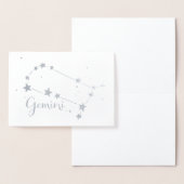 Silver Foil Gemini Zodiac Constellation Folie Kaarten (Display)