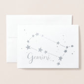 Silver Foil Gemini Zodiac Constellation Folie Kaarten (Voorkant met envelop)