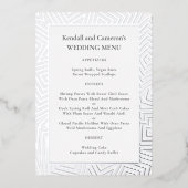Silver Foil Geometric Border Wedding Menu Sjabloon (Voorkant)