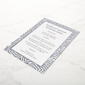 Silver Foil Geometric Border Wedding Menu Sjabloon (Gedraaid)