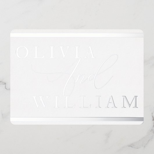 Silver Foil geperst Modern Elegant Wedding Folie Uitnodiging (Voorkant)