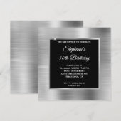 Silver Foil Glam Black Overlay 50th Birthday Kaart (Voorkant / Achterkant)