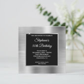 Silver Foil Glam Black Overlay 50th Birthday Kaart (Staand voorkant)