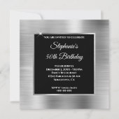 Silver Foil Glam Black Overlay 50th Birthday Kaart (Voorkant)