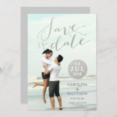 Silver Foil Glamor | Foto Opslaan Datum Kaart (Voorkant / Achterkant)