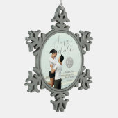 Silver Foil Glamor | Foto Save the Date Holiday Tin Sneeuwvlok Ornament (Links)