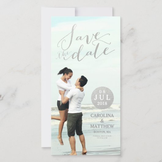 Silver Foil Glamour | De datumfotokaart opslaan Save The Date (Voorkant)