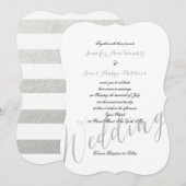 Silver Foil Glamour | Elegante huwelijksuitnodigin Kaart (Voorkant / Achterkant)