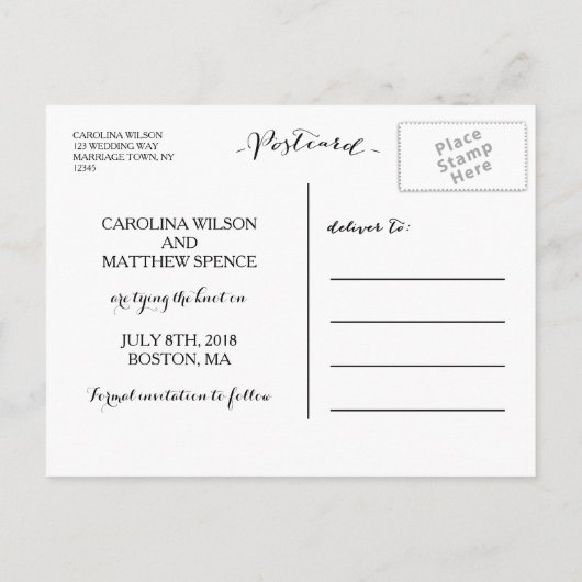 Silver Foil Glamour | Foto's opslaan van het Brief Aankondigingskaart (Achterkant)