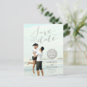 Silver Foil Glamour | Foto's opslaan van het Brief Aankondigingskaart (Staand voorkant)