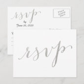 Silver Foil Glamour | Wedding RSVP Briefkaart (Voorkant / Achterkant)