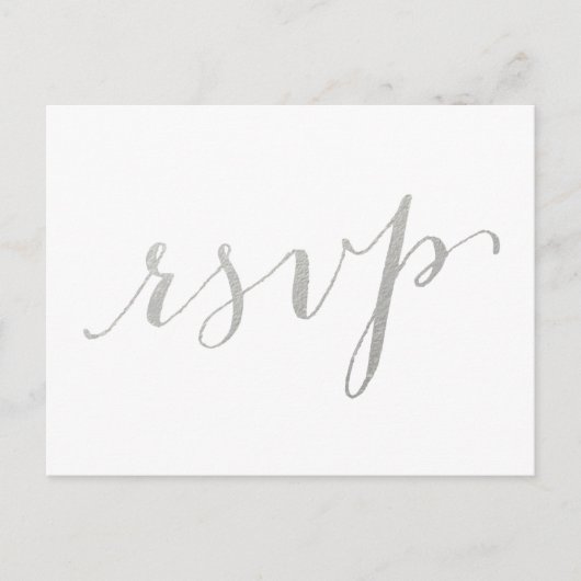 Silver Foil Glamour | Wedding RSVP Briefkaart (Voorkant)