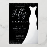 Silver Foil Gown 50 & Fabulous 50th Birthday Folie Uitnodiging<br><div class="desc">Silver Foil wordt 50 jaar en 50 jaar oud voor Folie uitgenodigd. Andere uitnodigingen bekijken in onze niche- en nestwinkel</div>