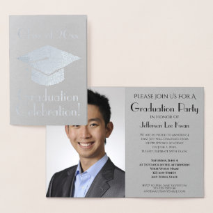 Silver Foil Graduation Party Invitation Folie Kaarten