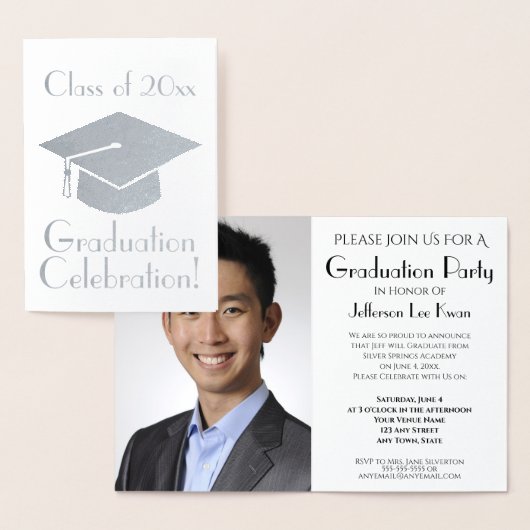 Silver Foil Graduation Party Invitation Folie Kaarten (Display)