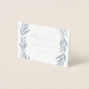 Silver Foil Grey Leaf Wreath Weddenschap Hartelijk Folie Kaarten