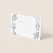 Silver Foil Grey Leaf Wreath Weddenschap Hartelijk Folie Kaarten (Voorkant)