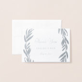 Silver Foil Grey Leaf Wreath Weddenschap Hartelijk Folie Kaarten (Voorkant met envelop)