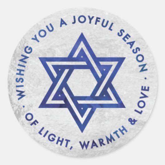 Silver Foil Hanukkah Greeting Sticker (Voorkant)