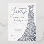 Silver Foil Heart Gown 60th Birthday Party Real Folie Uitnodiging<br><div class="desc">Roos Gold Heart 60th Birthday Party Real Folie Invitation Sixty & Fabulous Bekijk andere uitnodigingen in onze niche- en nestwinkel</div>