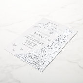 Silver Foil Heart Gown 60th Birthday Party Real Folie Uitnodiging (Gedraaid)