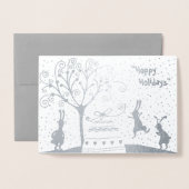 Silver Foil Hoppy Feestdagen Kerst Wenskaart Folie Kaarten (Voorkant met envelop)