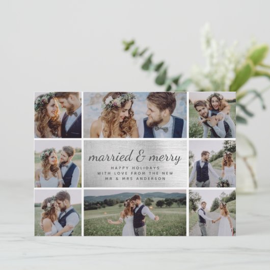 Silver Foil huwelijkskoninklijke aankondiging (Staand voorkant)