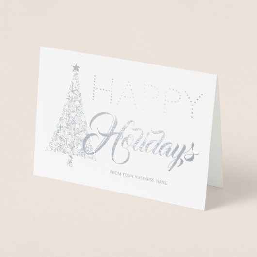 Silver Foil kerstboom Corporate Holiday Folie Kaarten (Voorkant)